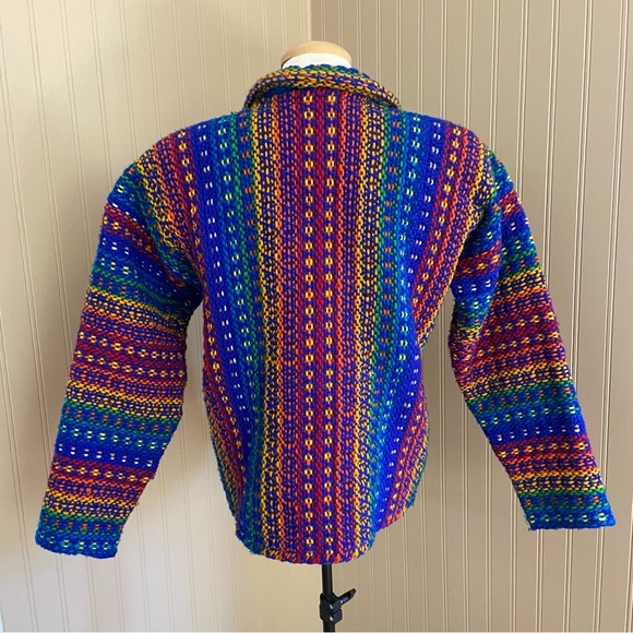 Unknown Brand Rainbow Knit Zipper Hippie Sweater Jacket Women’s Small - Picture 4 of 7